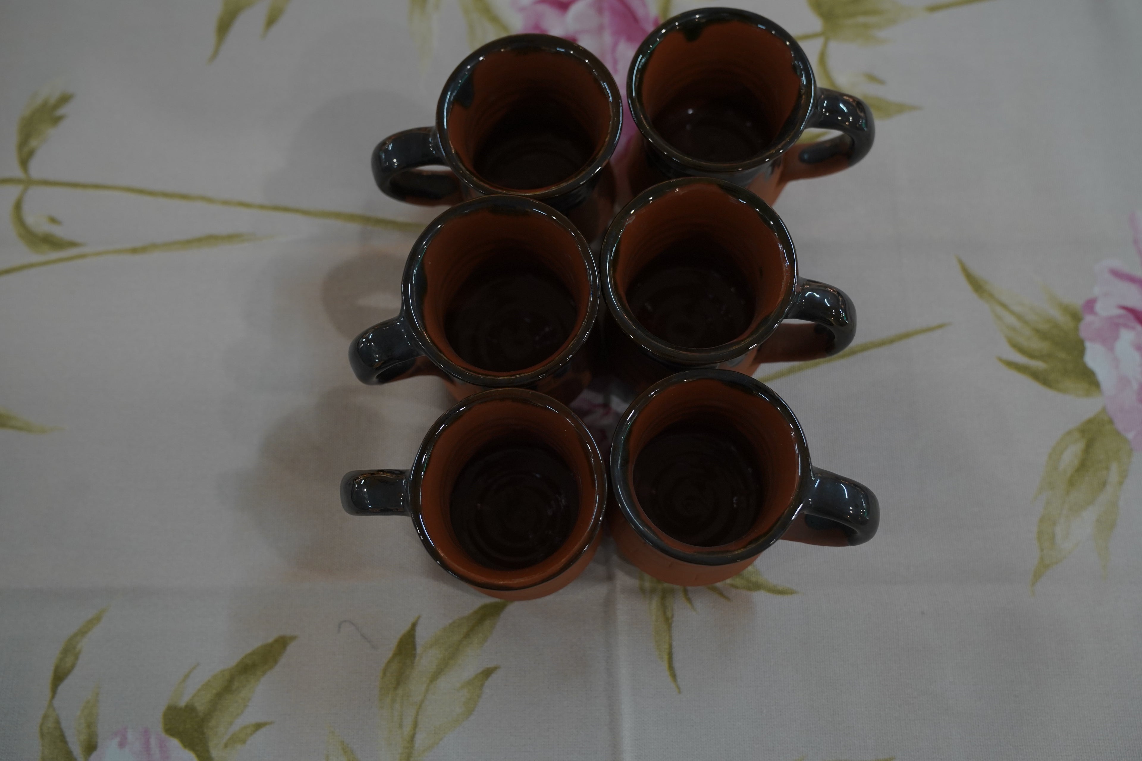 Terracotta Red and Black Cup 1 (Set of 6)