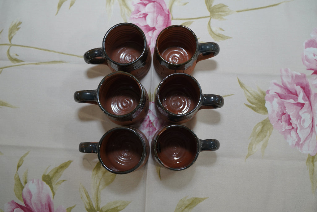 Terracotta Red and Black Cup 1 (Set of 6)