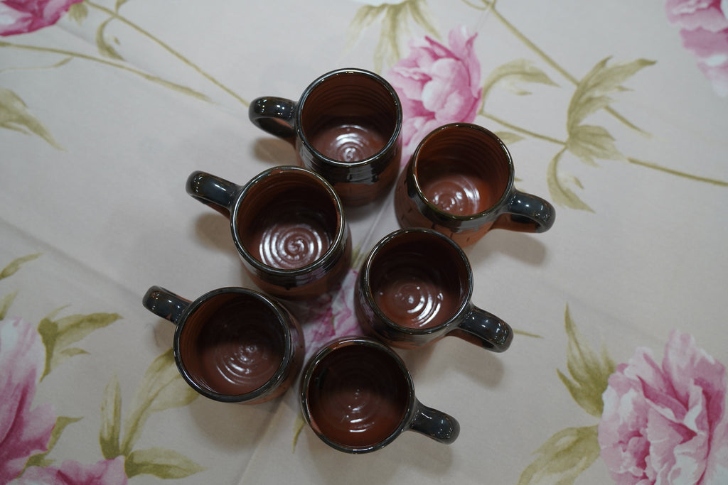 Terracotta Red and Black Cup 1 (Set of 6)