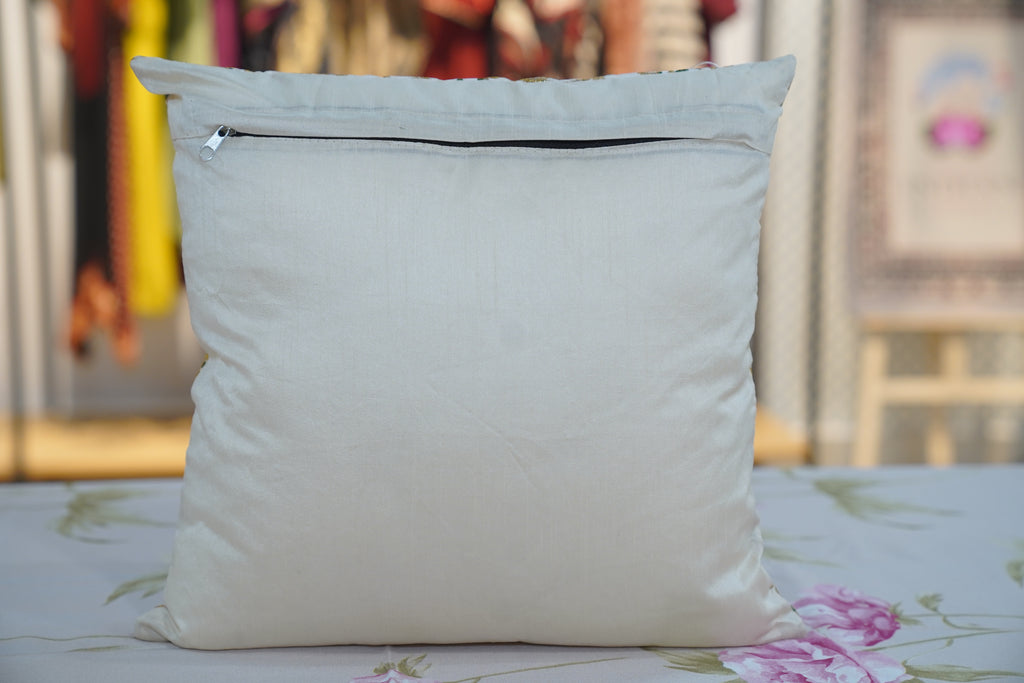 Blue flower on golden yellow cushion cover (Set of 5)