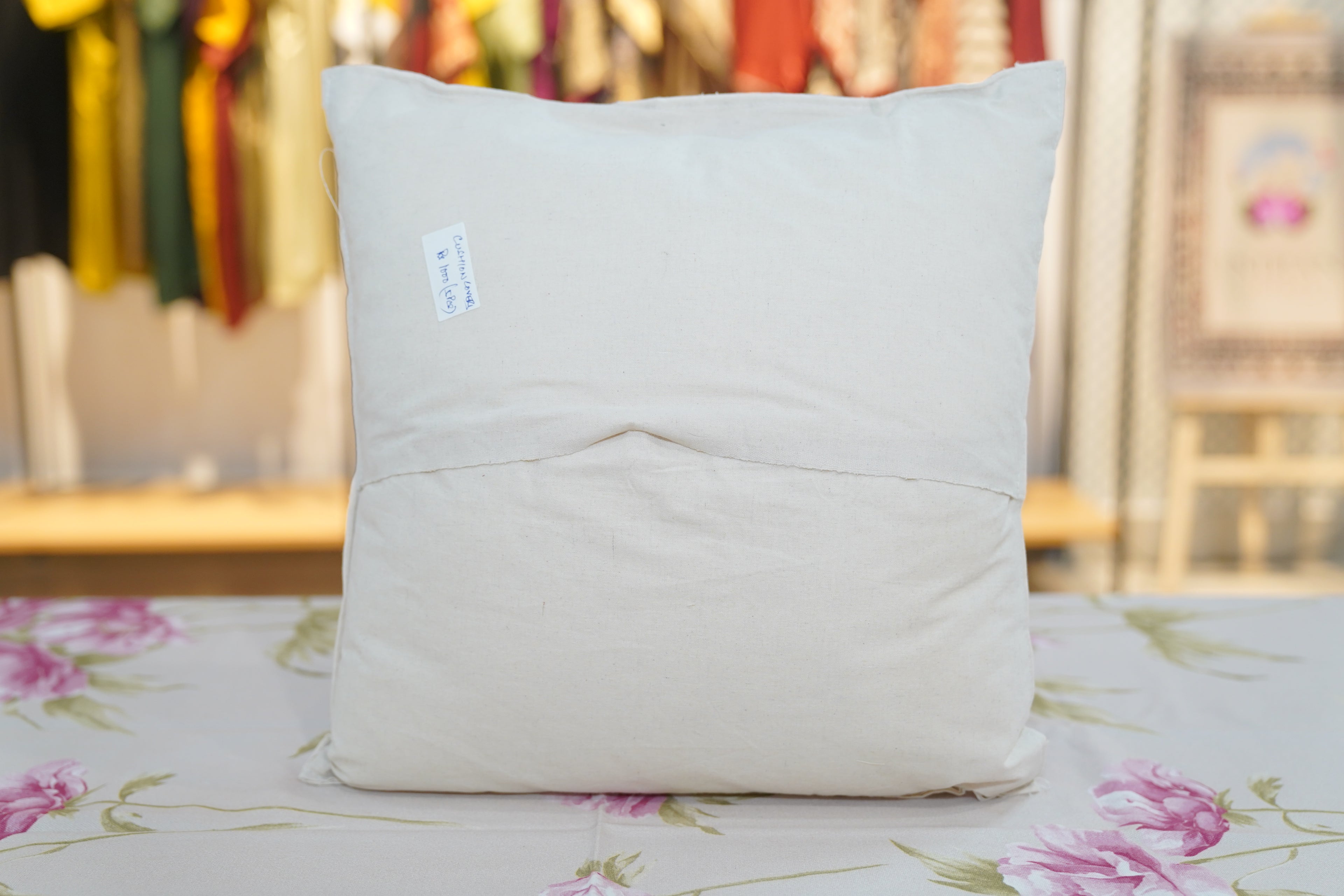 Green Red Temple Spire Gujarati Cushion Cover