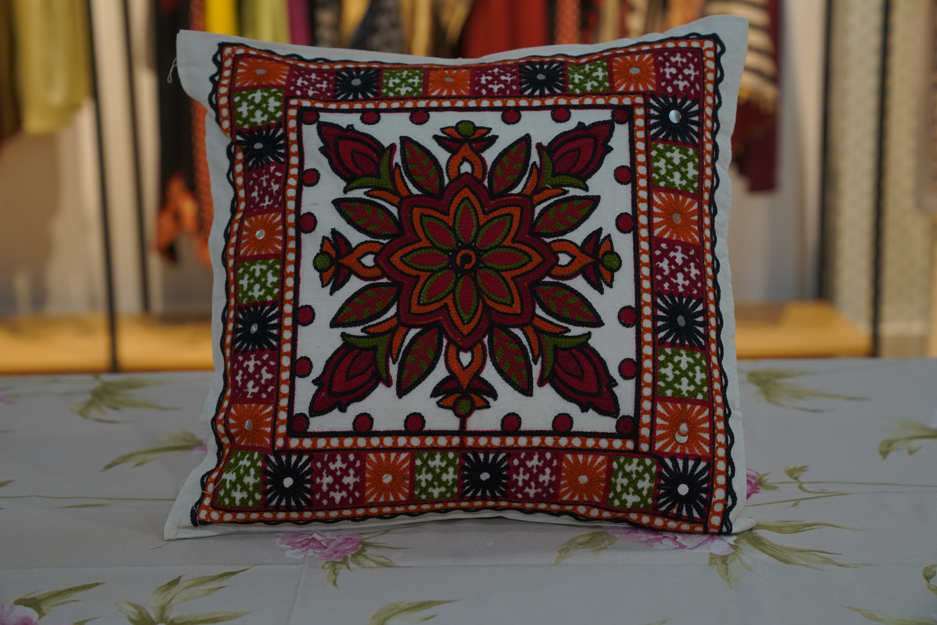 Flower petals gujarati cushion cover