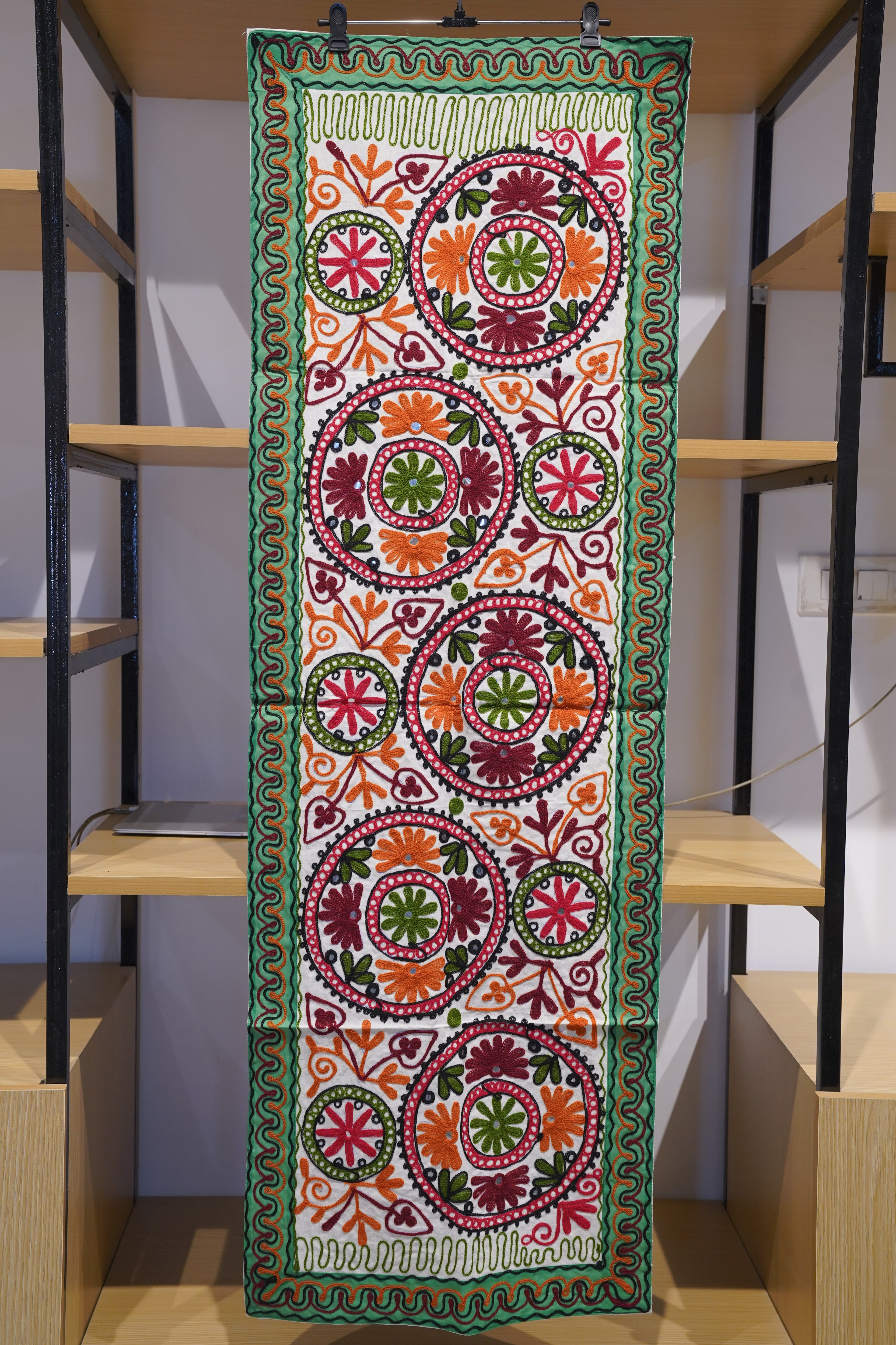 Emerald Blossom Cotton Runner