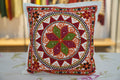 Green & red petals Gujarati cushion cover (Set of 5)