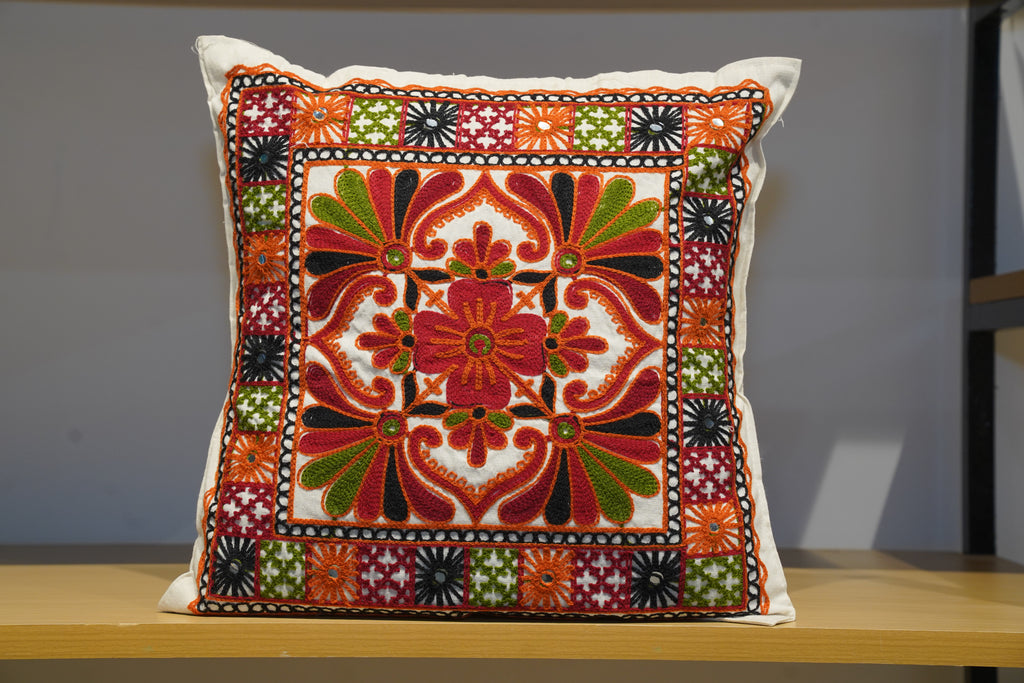 Red temple spires cushion cover