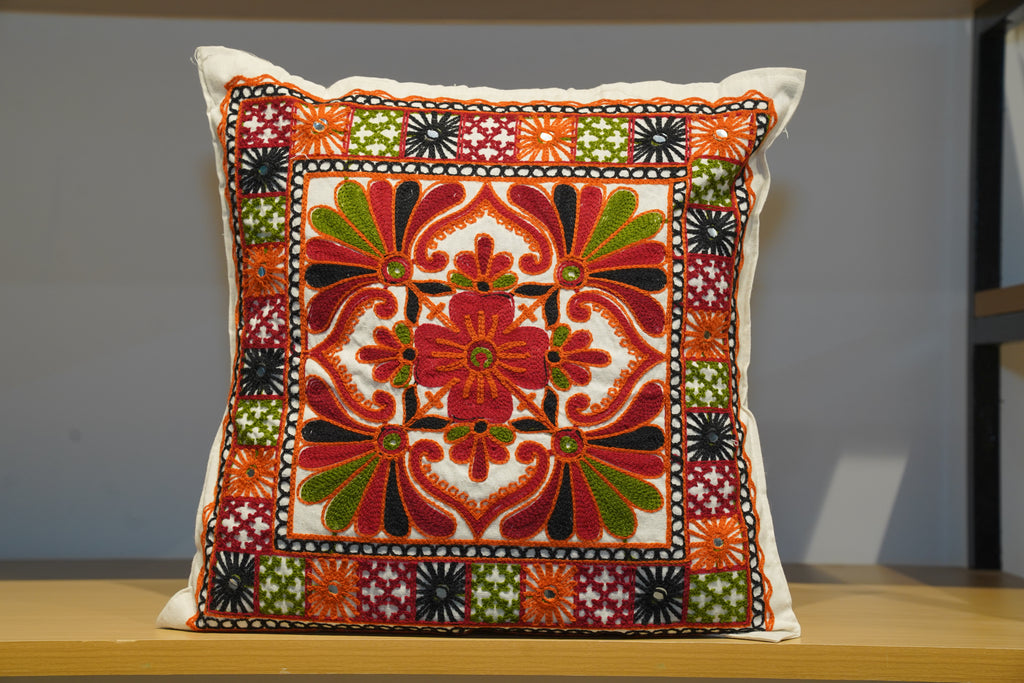 Red temple spires cushion cover
