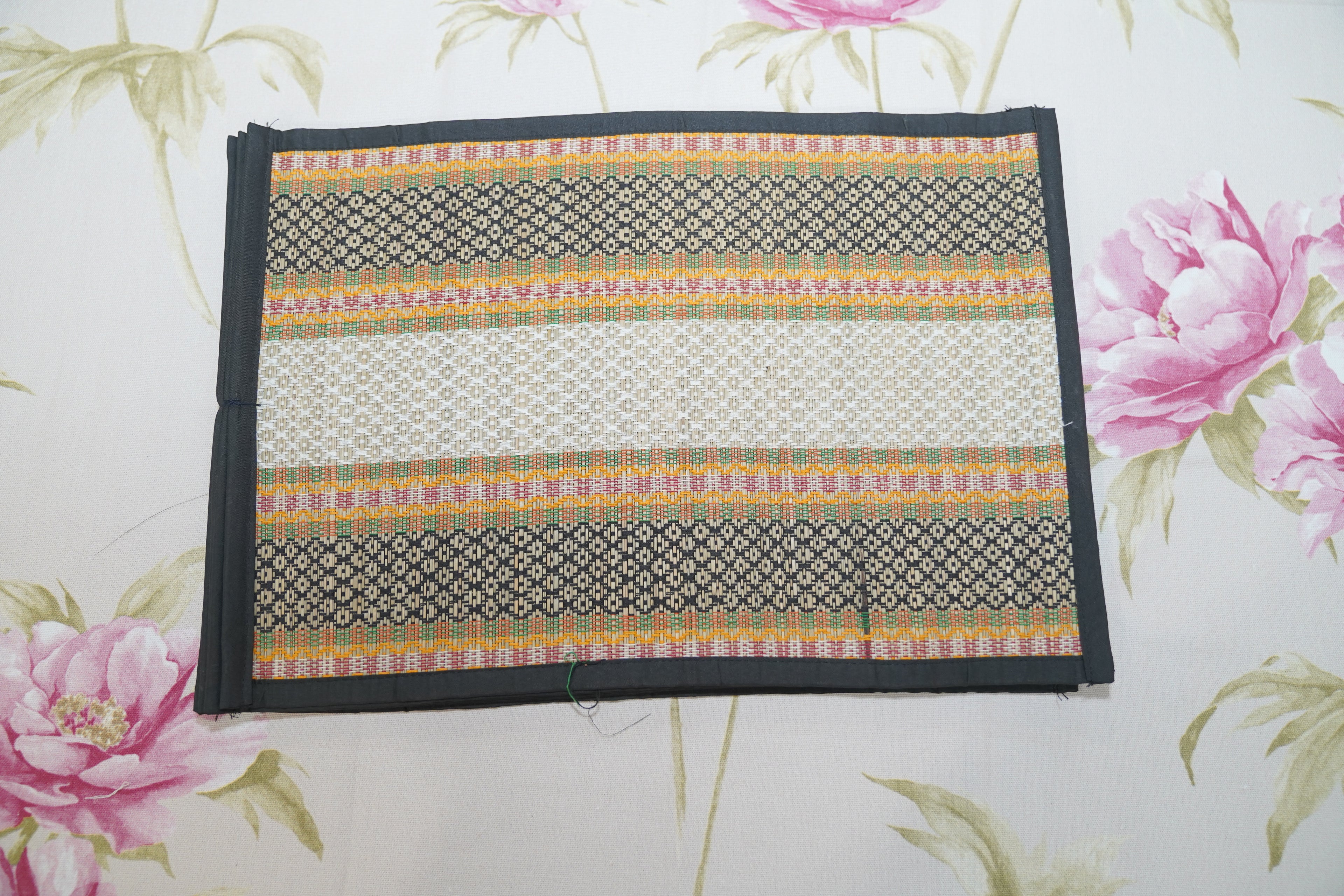 Black handloom runner with placemat